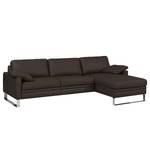 Ecksofa Laureto II Echtleder Dunkelbraun - Longchair davorstehend rechts