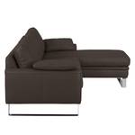 Ecksofa Laureto II Echtleder Dunkelbraun - Longchair davorstehend rechts