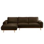 Ecksofa Lauris Samt - Braun - Longchair davorstehend links