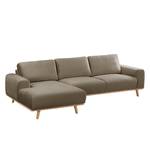 Ecksofa Lauris Samt - Cappuccino - Longchair davorstehend links