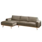 Ecksofa Lauris Samt - Cappuccino - Longchair davorstehend links