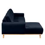 Hoekbank Lauris fluweel - Donkerblauw - Longchair vooraanzicht links