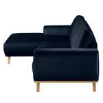 Hoekbank Lauris fluweel - Donkerblauw - Longchair vooraanzicht links