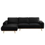 Ecksofa Lauris Samt - Schwarz - Longchair davorstehend links