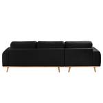 Ecksofa Lauris Samt - Schwarz - Longchair davorstehend links