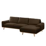 Ecksofa Lauris Samt - Braun - Longchair davorstehend rechts