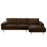 Ecksofa Lauris Samt - Braun - Longchair davorstehend rechts