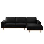 Ecksofa Lauris Samt - Schwarz - Longchair davorstehend rechts