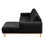 Ecksofa Lauris Samt - Schwarz - Longchair davorstehend rechts