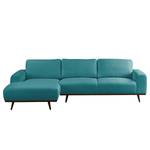 Hoekbank Lauris structuurstof - Turquoise - Longchair vooraanzicht links