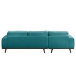 Hoekbank Lauris structuurstof - Turquoise - Longchair vooraanzicht links