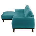 Hoekbank Lauris structuurstof - Turquoise - Longchair vooraanzicht links