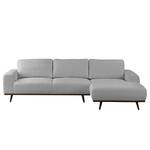 Ecksofa Lauris Strukturstoff - Lichtgrau - Longchair davorstehend rechts