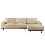 Ecksofa Lauris Strukturstoff - Sand - Longchair davorstehend rechts