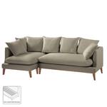 Ecksofa Lavina Webstoff Stoff Moretey: Cappuccino - Ottomane davorstehend links