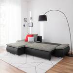 Ecksofa Laza Kunstleder / Webstoff - Schwarz / Grau - Longchair davorstehend links