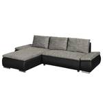 Ecksofa Laza Kunstleder / Webstoff - Schwarz / Grau - Longchair davorstehend links