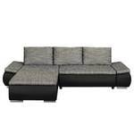 Ecksofa Laza mit Schlaffunktion - Kunstleder / Webstoff - Schwarz / Grau - Longchair davorstehend links