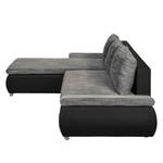 Ecksofa Laza Kunstleder / Webstoff - Schwarz / Grau - Longchair davorstehend links