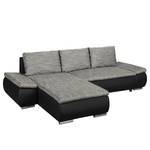 Ecksofa Laza mit Schlaffunktion - Kunstleder / Webstoff - Schwarz / Grau - Longchair davorstehend links