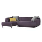 Ecksofa Leddy (mit Schlaffunktion) Webstoff - Aubergine / Grau - Longchair davorstehend links