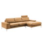 Ecksofa Lenox II Mit Kopfstütze - Longchair/Ottomane davorstehend rechts - Cognac - Gedecktes Leder - Ohne Armlehnentablett