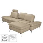 Ecksofa Levy Echtleder Longchair davorstehend rechts - Beige - Mit Kopfstütze