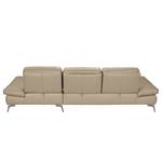 Ecksofa Levy Echtleder Echtleder Longchair davorstehend rechts - Beige - Ohne Kopfstütze