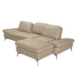 Ecksofa Levy Echtleder Echtleder Longchair davorstehend rechts - Beige - Ohne Kopfstütze