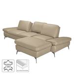 Ecksofa Levy Echtleder Longchair davorstehend rechts - Beige - Ohne Kopfstütze