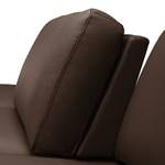 Canapé d'angle Levy Imitation cuir Méridienne longue à droite (vue de face) - Marron café - Avec appui-tête