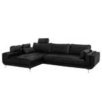 Ecksofa Loomis Webstoff / Kunstleder Schwarz - Ottomane davorstehend links