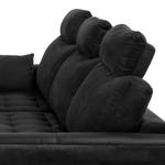 Ecksofa Loomis Webstoff / Kunstleder Schwarz - Ottomane davorstehend links