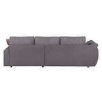 Ecksofa Mable mit Schlaffunktion - Flachgewebe / Webstoff Dunkelgrau / Braun-Grau - Longchair davorstehend rechts