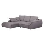 Ecksofa Mable mit Schlaffunktion - Flachgewebe / Webstoff Dunkelgrau / Braun-Grau - Longchair davorstehend links