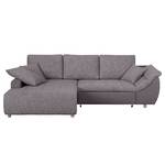 Ecksofa Mable mit Schlaffunktion - Flachgewebe / Webstoff Dunkelgrau / Braun-Grau - Longchair davorstehend links