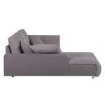 Ecksofa Mable mit Schlaffunktion - Flachgewebe / Webstoff Dunkelgrau / Braun-Grau - Longchair davorstehend links