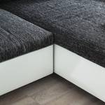 Ecksofa Mable Kunstleder/Stoff mit Schlaffunktion - Weiß/Grau - Longchair davorstehend rechts