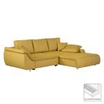 Ecksofa Mable mit Schlaffunktion - Microfaser Safran - Longchair davorstehend rechts