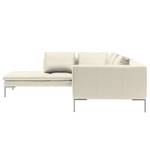 Ecksofa Madison I Echtleder Echtleder Neka: Creme - Breite: 255 cm - Ottomane davorstehend links