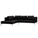 Ecksofa Madison I Echtleder Echtleder Neka: Schwarz - Breite: 255 cm - Ottomane davorstehend links