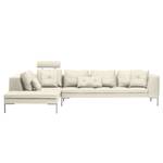 Ecksofa Madison I Echtleder Echtleder Neka: Creme - Breite: 319 cm - Ottomane davorstehend links