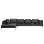 Ecksofa Madison I Echtleder Echtleder Neka: Grau - Breite: 319 cm - Ottomane davorstehend links