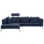 Ecksofa Madison I Webstoff Webstoff Milan: Dunkelblau - Breite: 255 cm - Ottomane davorstehend links