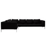 Ecksofa Madison II Echtleder Echtleder Neka: Schwarz - Breite: 319 cm - Ecke davorstehend links