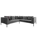 Ecksofa MADISON mit Rundecke L Samt - Samt Shyla: Grau - Ecke davorstehend links