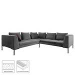 Ecksofa MADISON mit Rundecke L Samt - Samt Shyla: Grau - Ecke davorstehend links