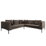 Ecksofa MADISON mit Rundecke L Samt - Samt Shyla: Taupe - Ecke davorstehend links