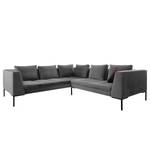 Ecksofa MADISON mit Rundecke L Samt - Samt Shyla: Grau - Ecke davorstehend rechts