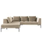 Ecksofa MADISON mit Ottomane Samt - Samt Shyla: Beige - Breite: 255 cm - Ottomane davorstehend links